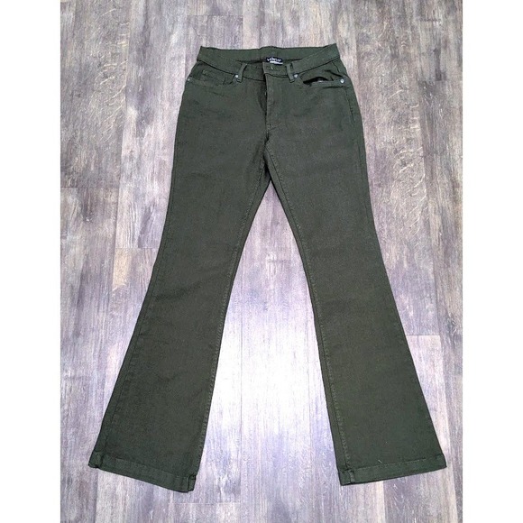 VENUS Pants - Venus Olive Green 8 Flare Leg Pants Mid Rise 5-Pocket Stretch Trousers‎ Womens